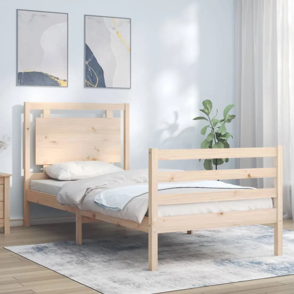 Bedframe met hoofdbord massief hout