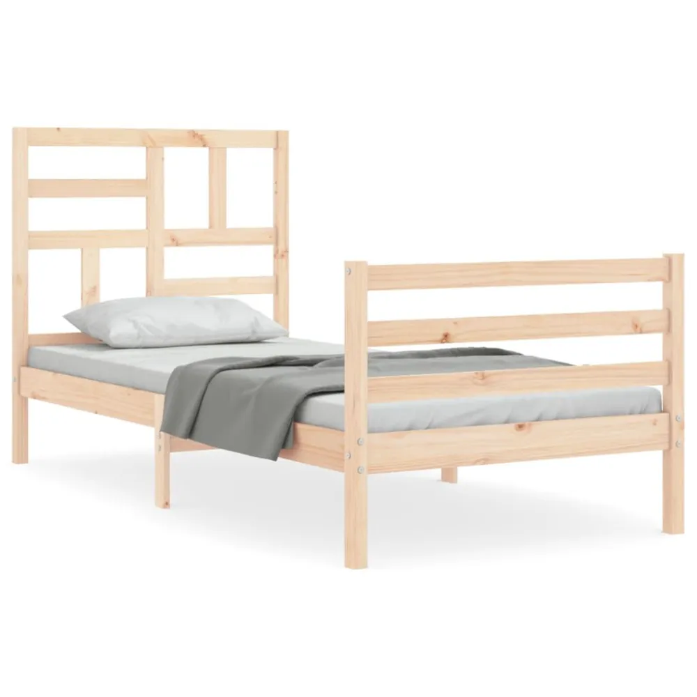 Bedframe met hoofdbord massief hout