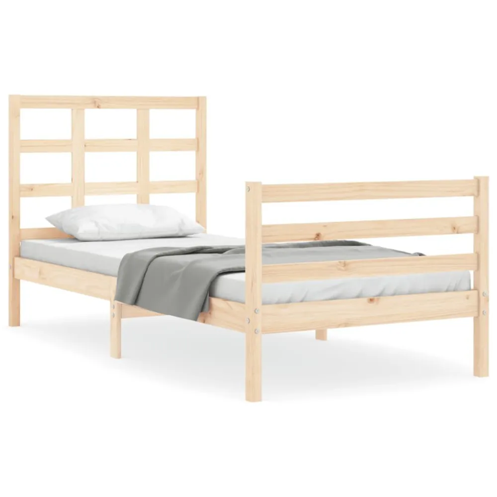 Bedframe met hoofdbord massief hout