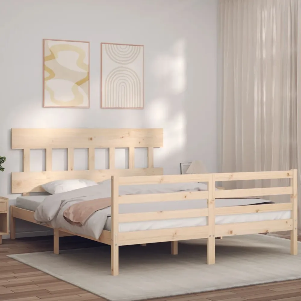 Bedframe met hoofdbord massief hout