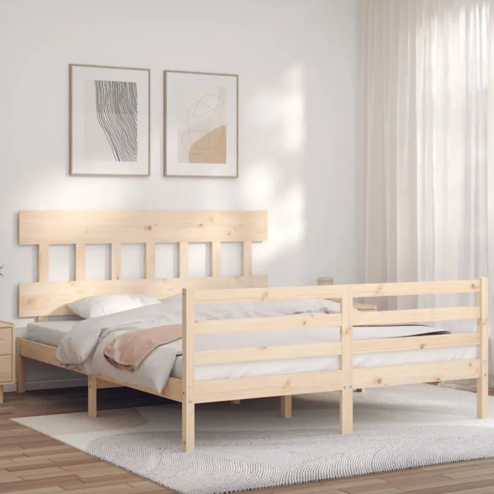 Bedframe met hoofdbord massief hout