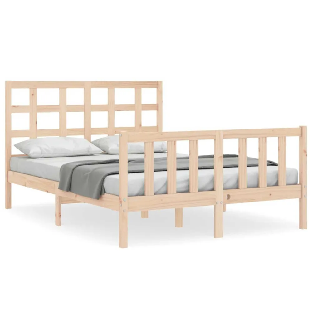 Bedframe met hoofdbord massief hout