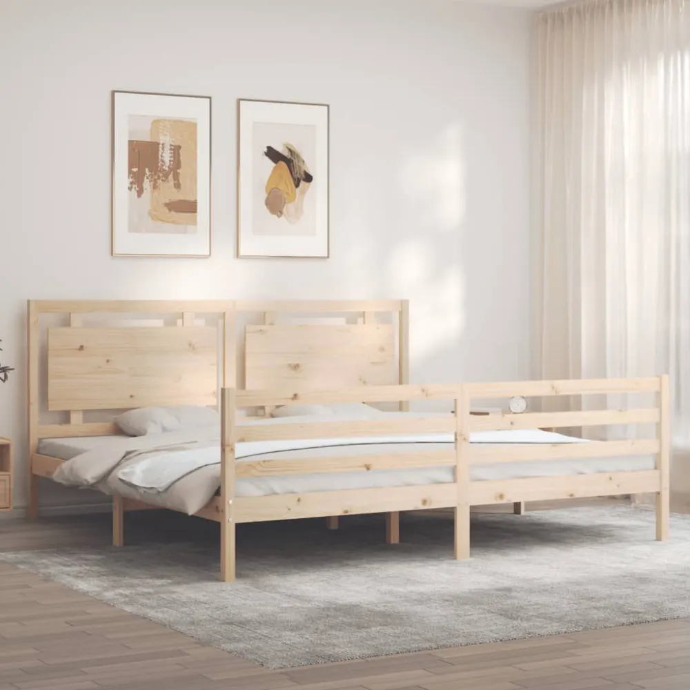 Bedframe met hoofdbord massief hout