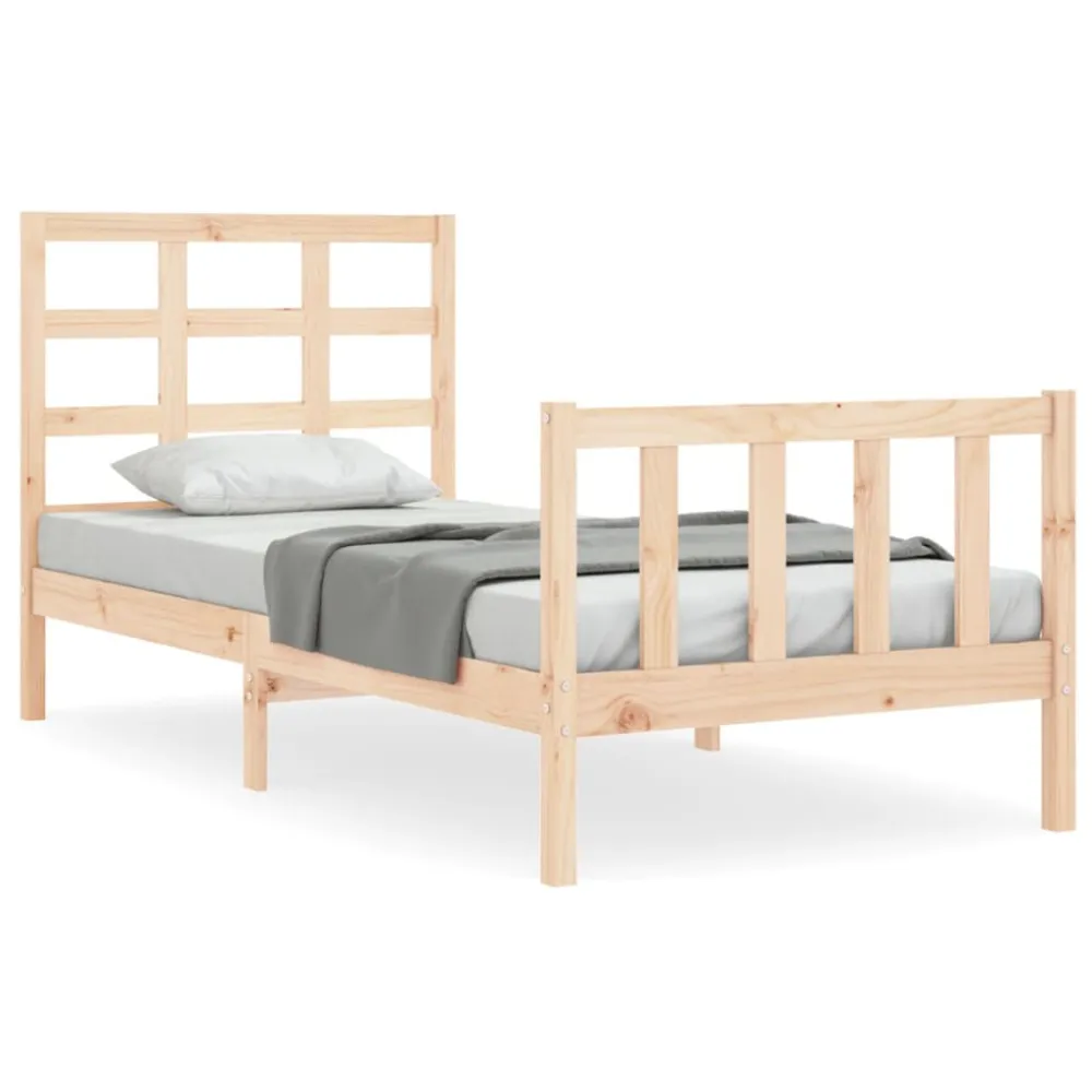 Bedframe met hoofdbord massief hout
