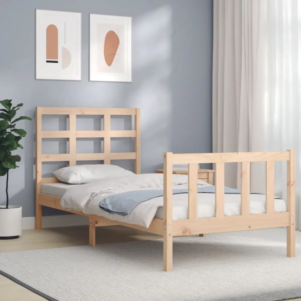Bedframe met hoofdbord massief hout