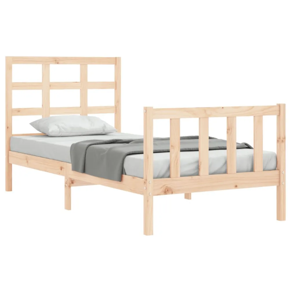 Bedframe met hoofdbord massief hout