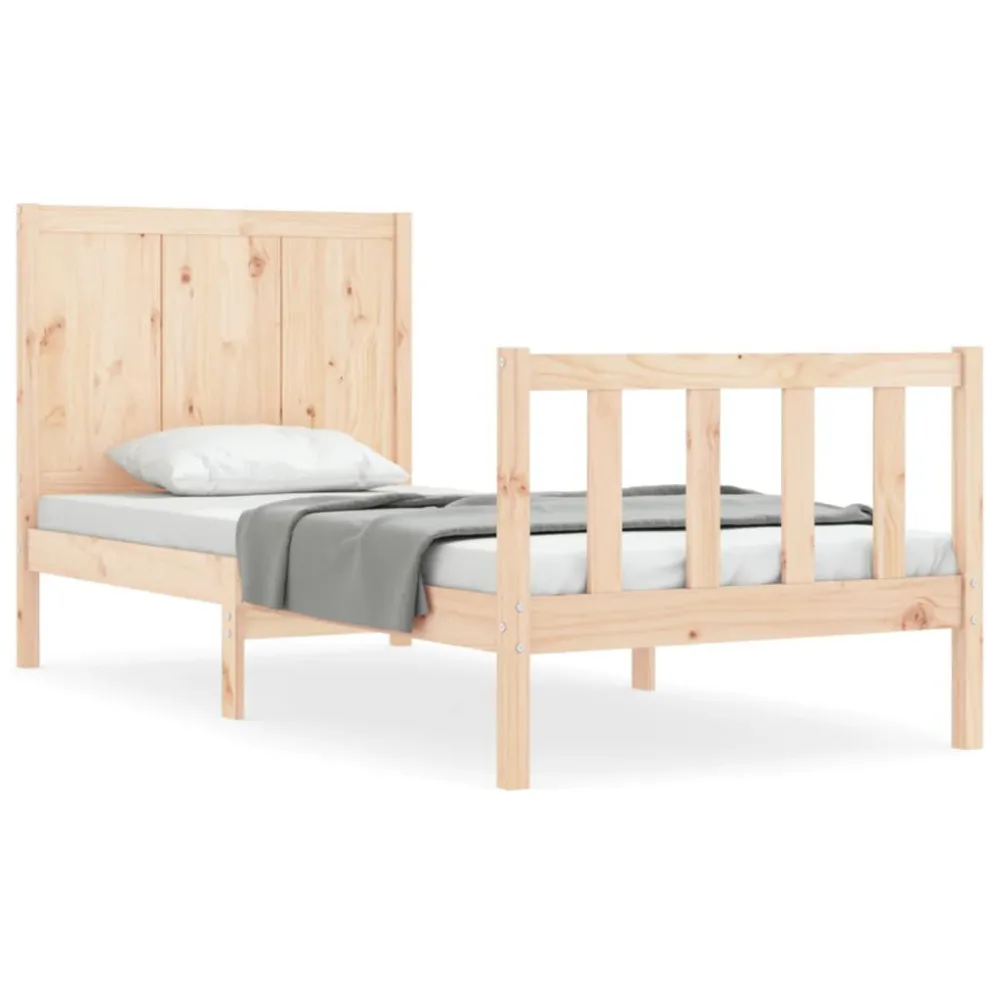 Bedframe met hoofdbord massief hout