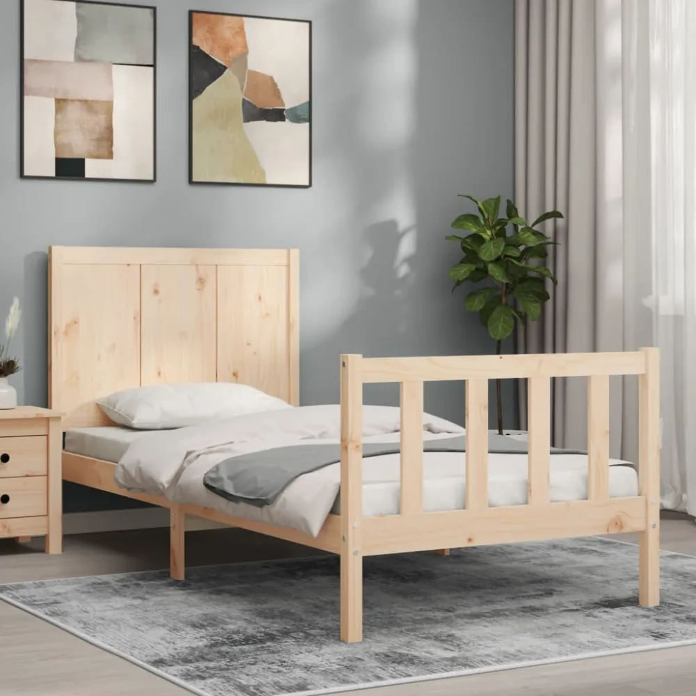 Bedframe met hoofdbord massief hout