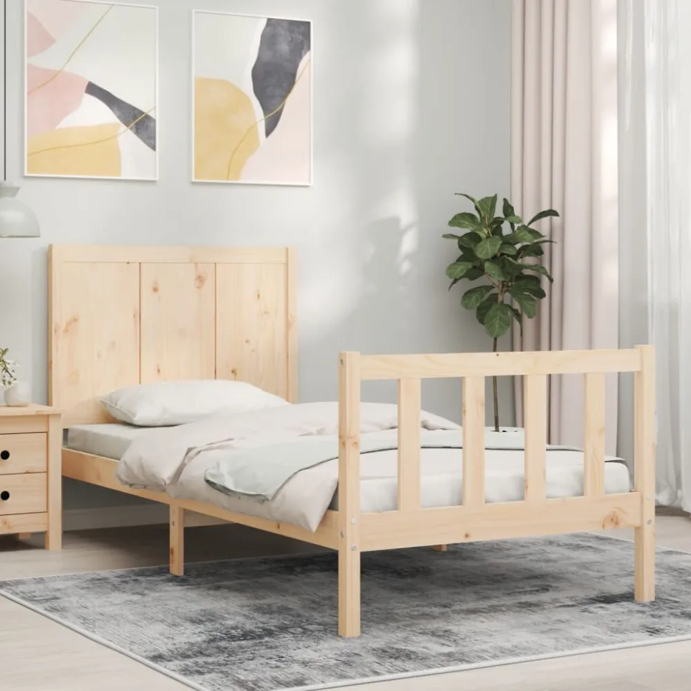 Bedframe met hoofdbord massief hout