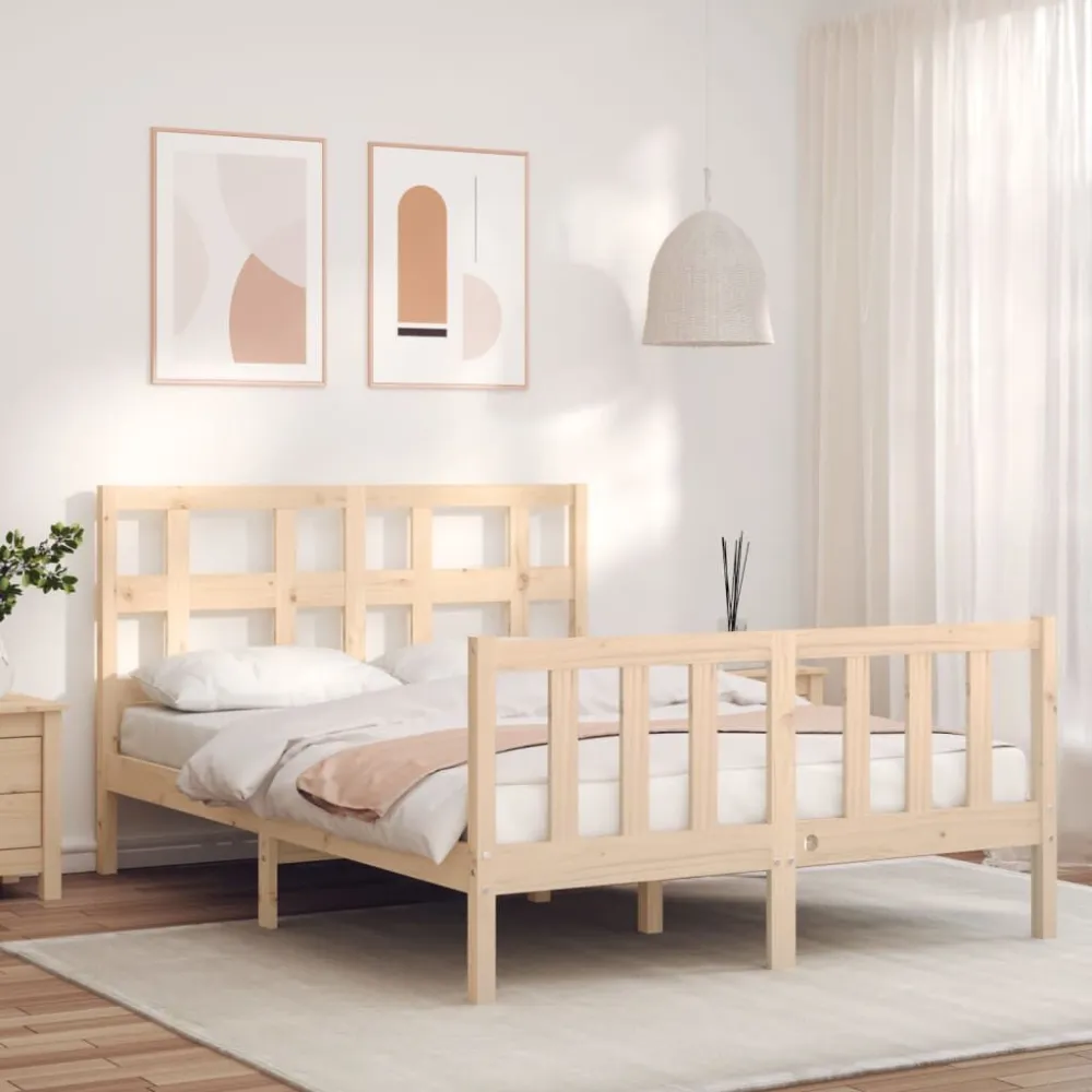 Bedframe met hoofdbord massief hout