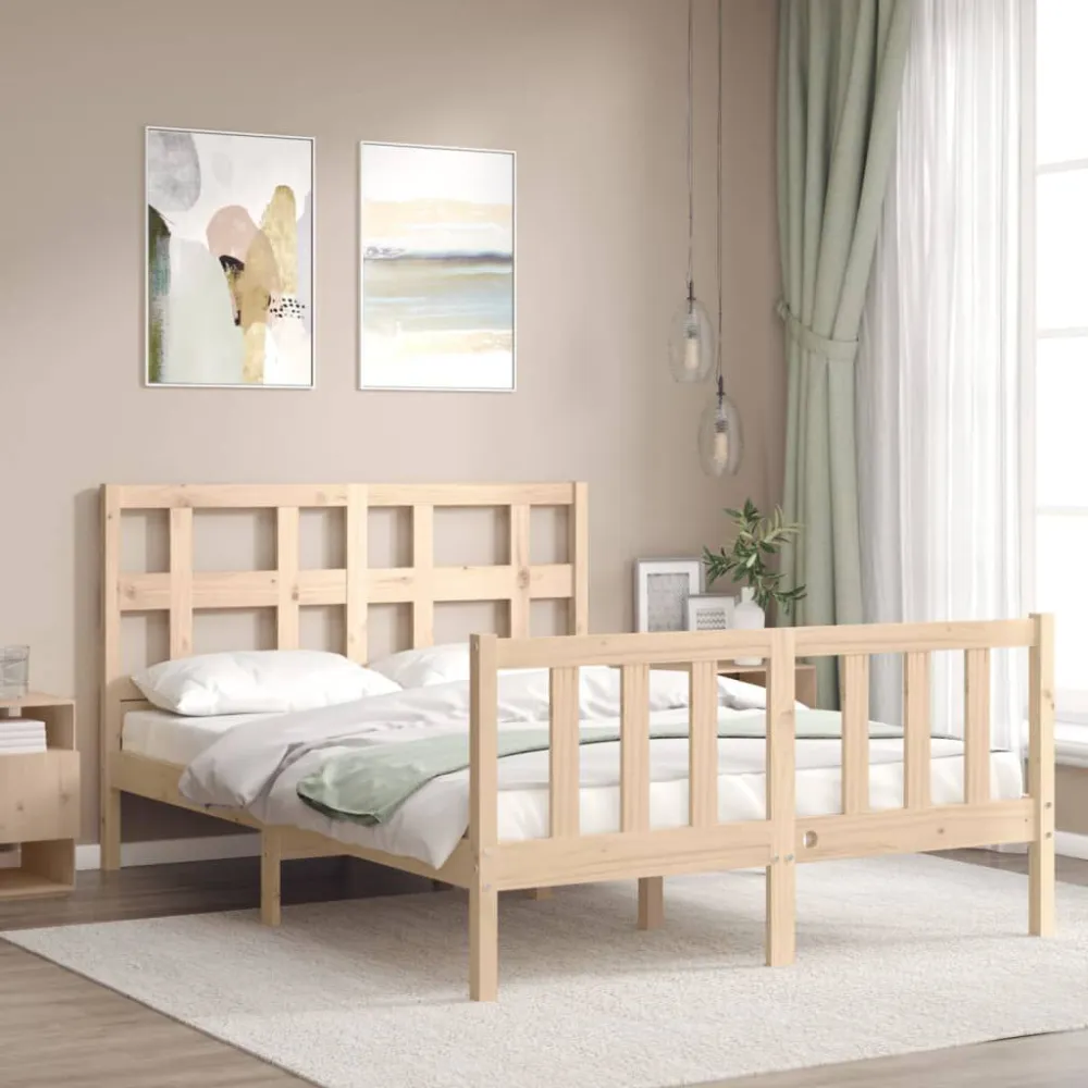Bedframe met hoofdbord massief hout