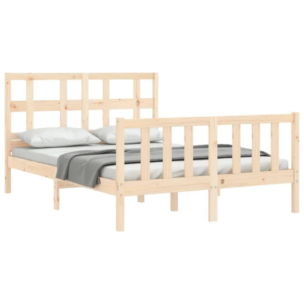 Bedframe met hoofdbord massief hout