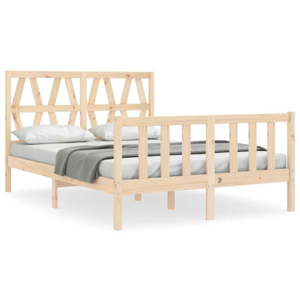 Bedframe met hoofdbord massief hout