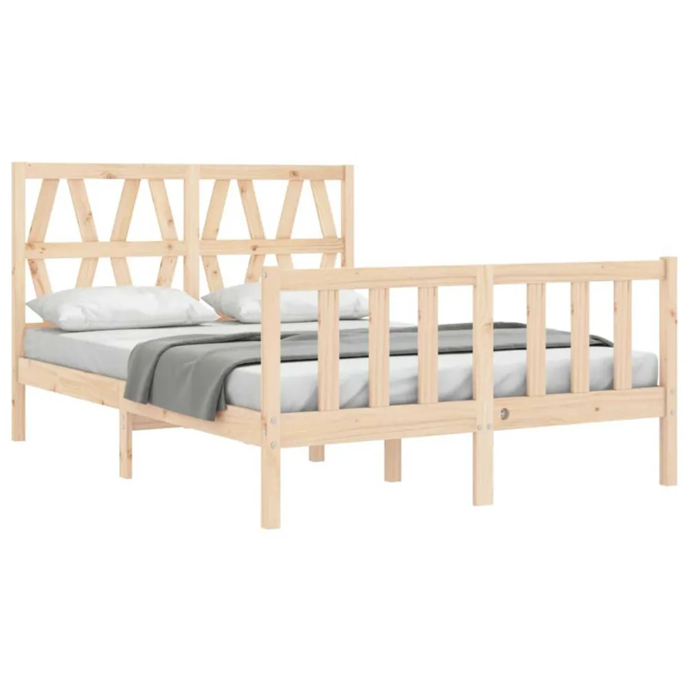 Bedframe met hoofdbord massief hout