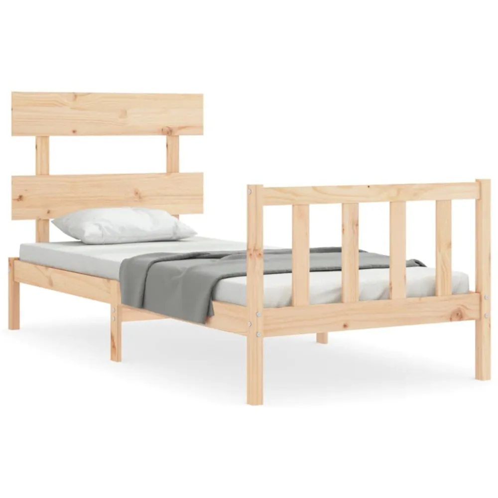 Bedframe met hoofdbord massief hout