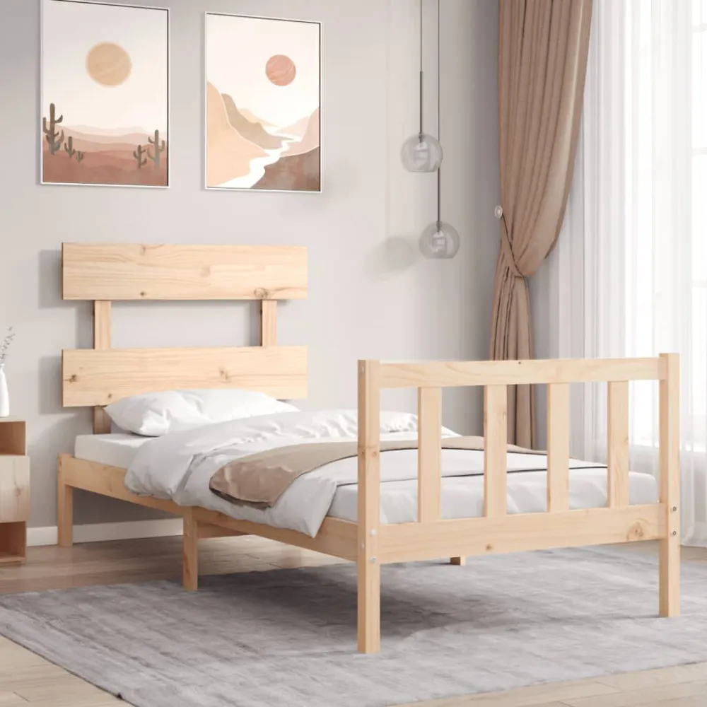 Bedframe met hoofdbord massief hout