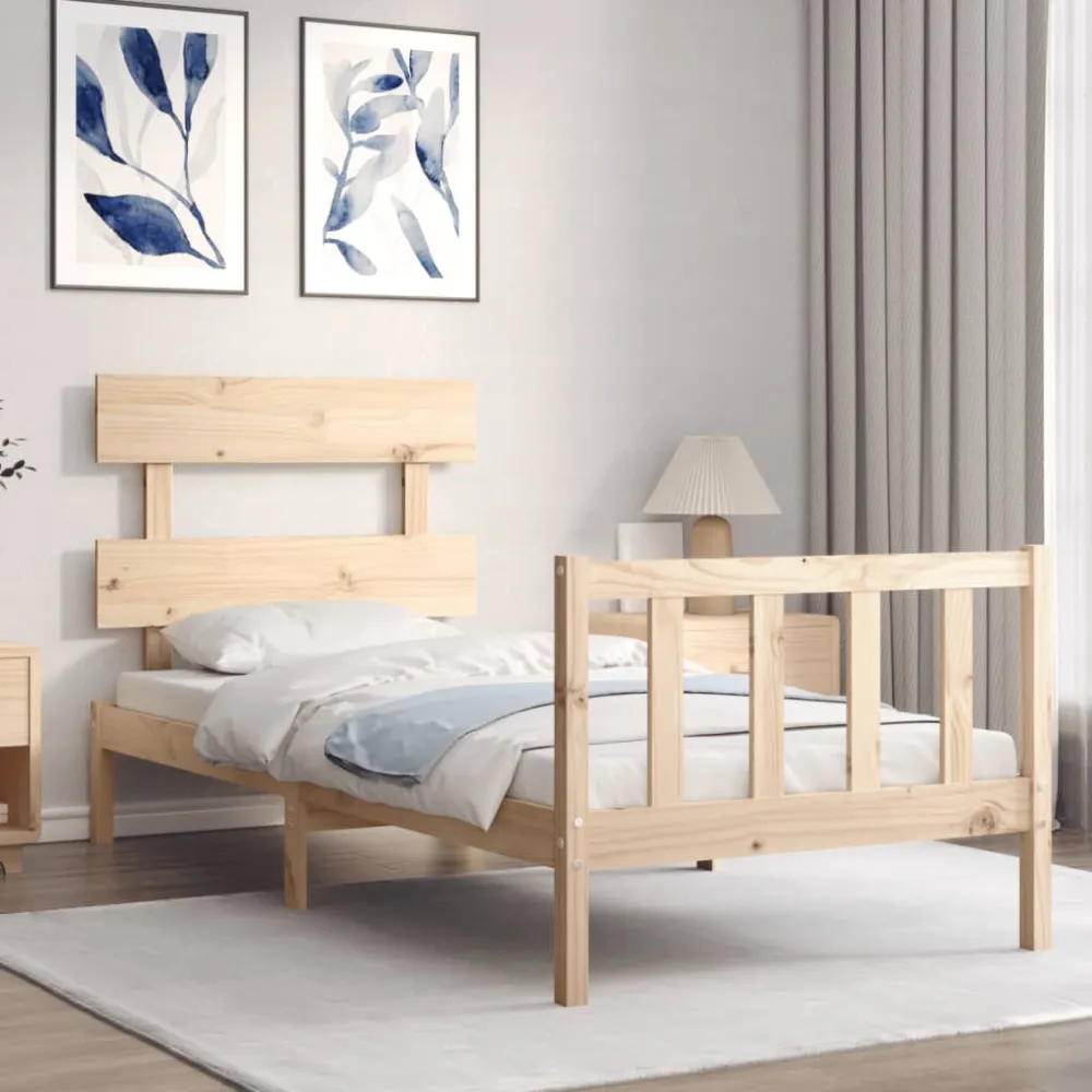 Bedframe met hoofdbord massief hout