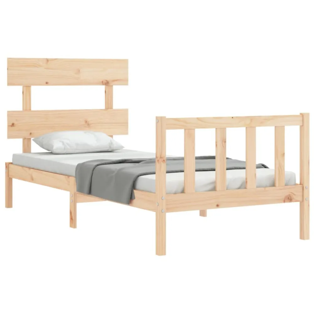 Bedframe met hoofdbord massief hout