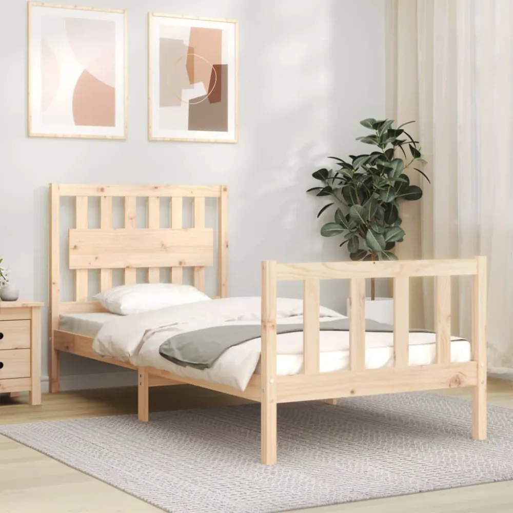 Bedframe met hoofdbord massief hout