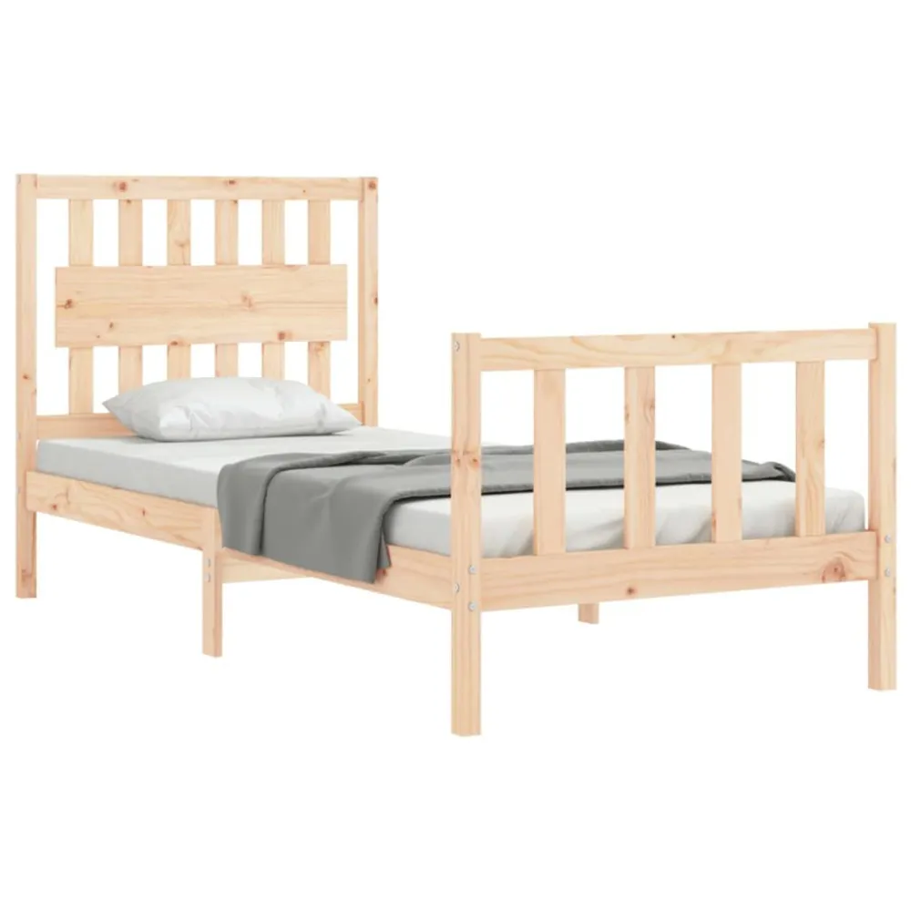 Bedframe met hoofdbord massief hout