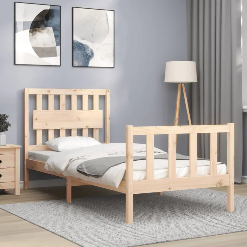 Bedframe met hoofdbord massief hout