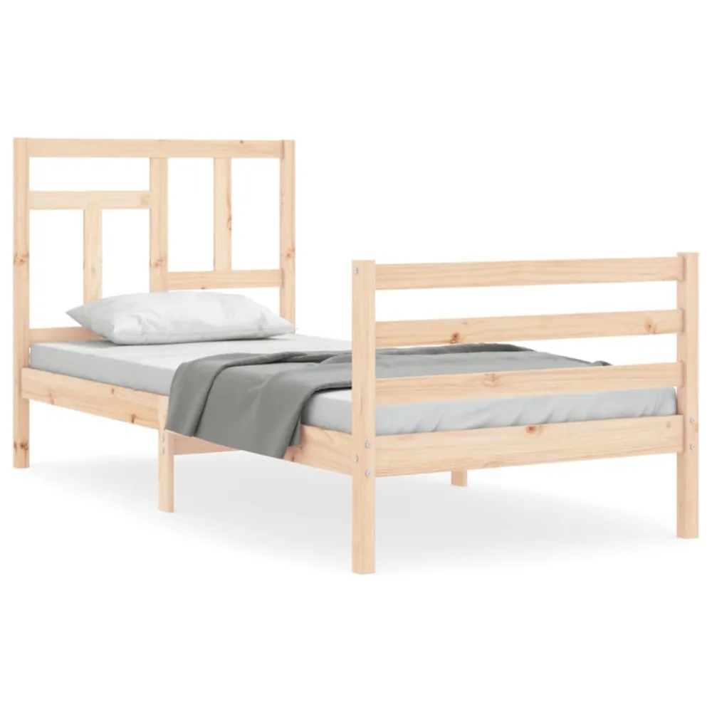 Bedframe met hoofdbord massief hout