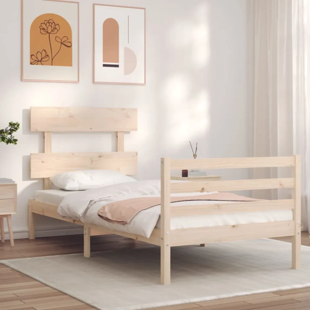 Bedframe met hoofdbord massief hout