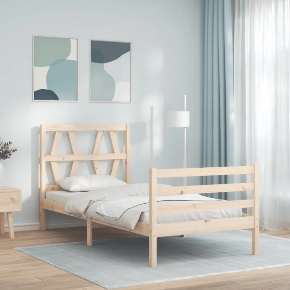 Bedframe met hoofdbord massief hout