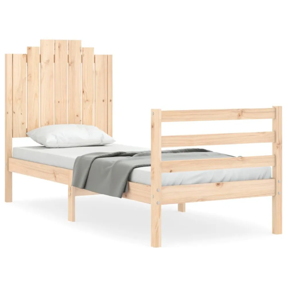 Bedframe met hoofdbord massief hout