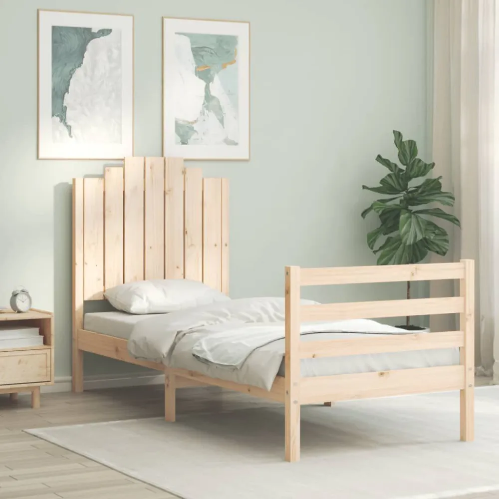 Bedframe met hoofdbord massief hout