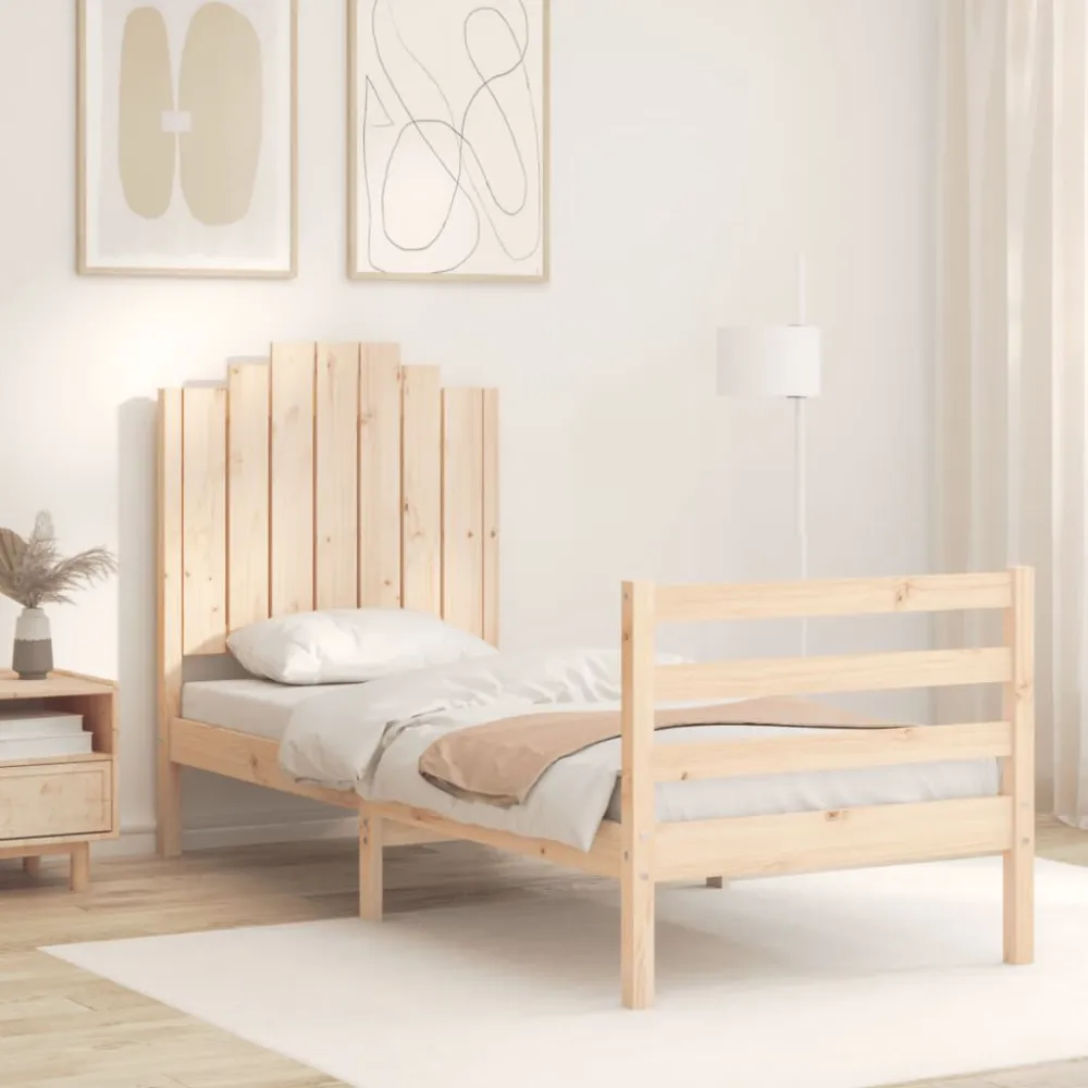 Bedframe met hoofdbord massief hout
