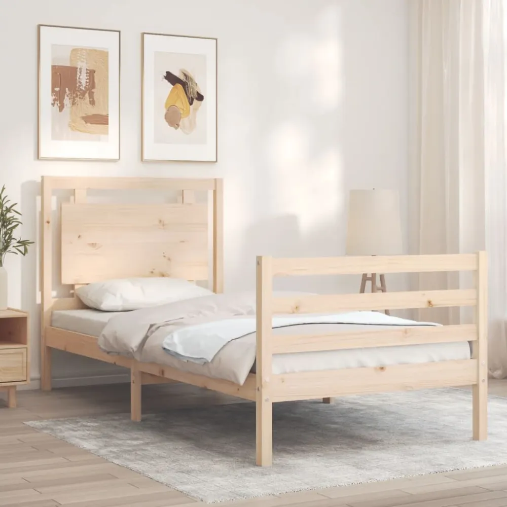 Bedframe met hoofdbord massief hout