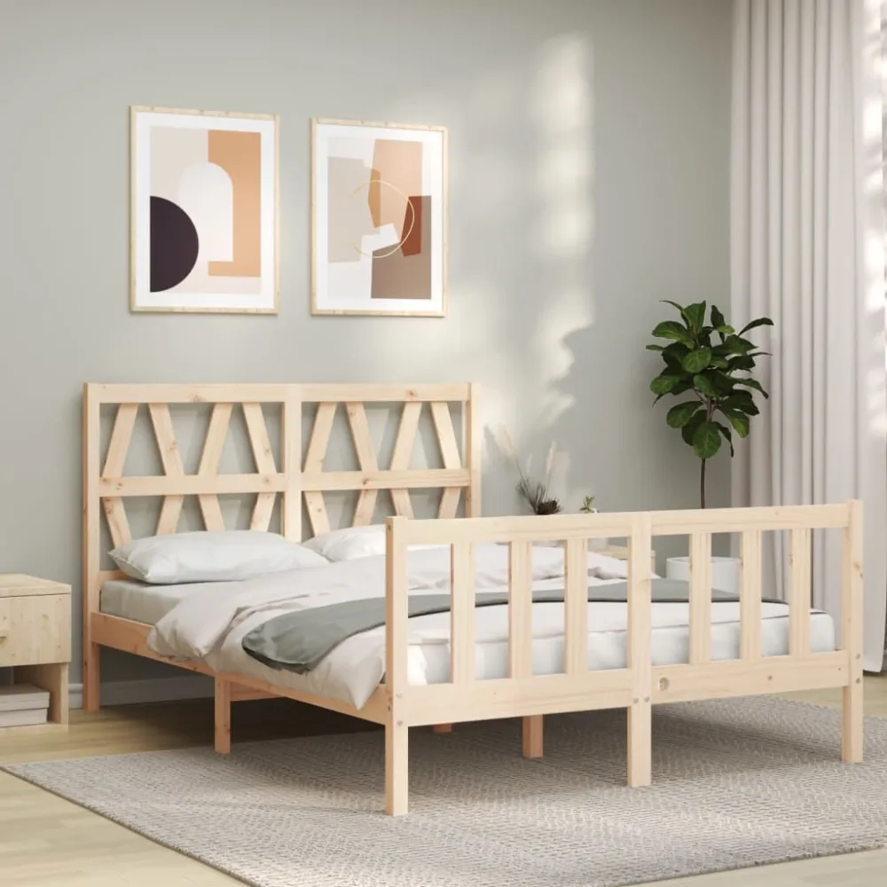 Bedframe met hoofdbord massief hout