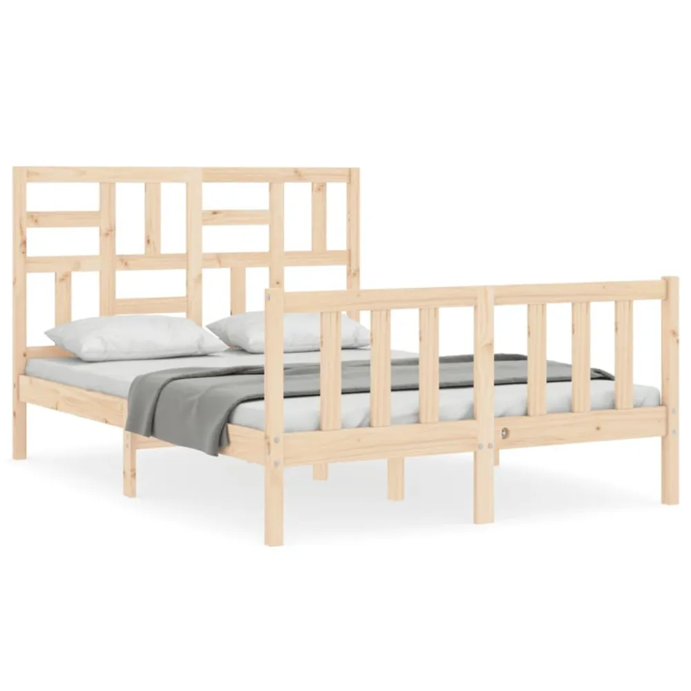 Bedframe met hoofdbord massief hout
