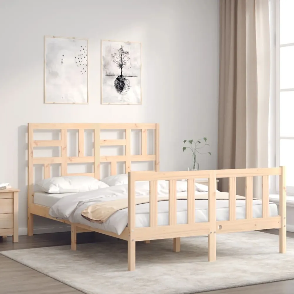 Bedframe met hoofdbord massief hout