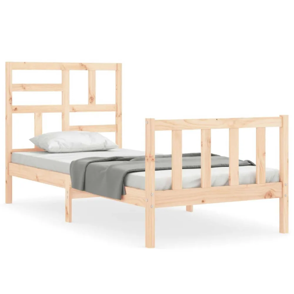 Bedframe met hoofdbord massief hout