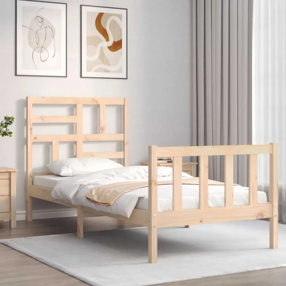 Bedframe met hoofdbord massief hout