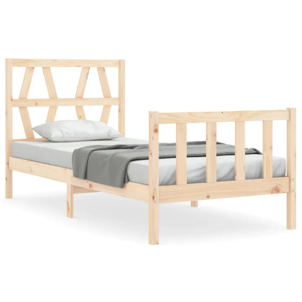 Bedframe met hoofdbord massief hout