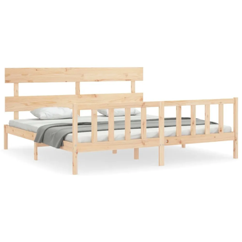 Bedframe met hoofdbord massief hout