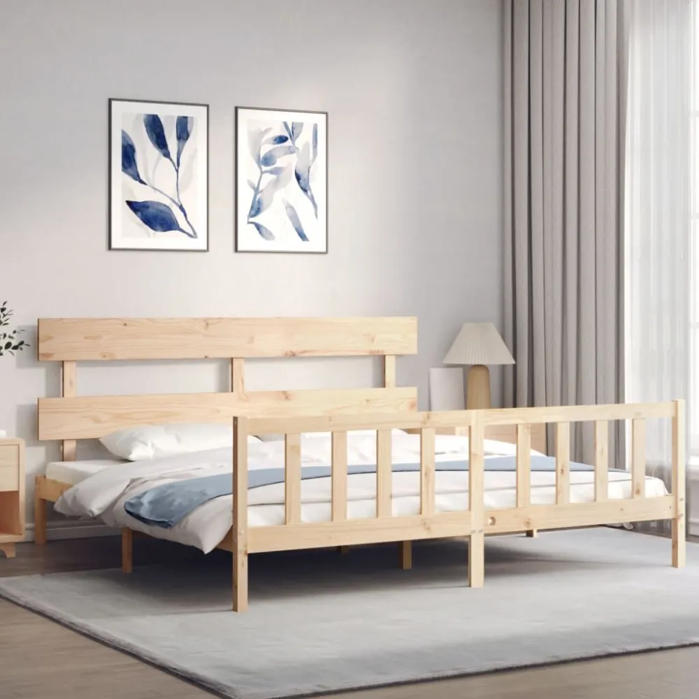 Bedframe met hoofdbord massief hout