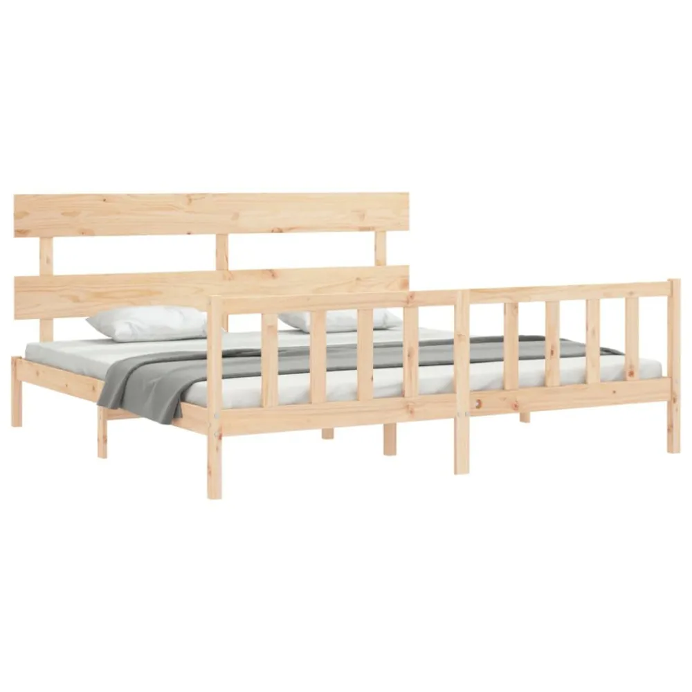 Bedframe met hoofdbord massief hout