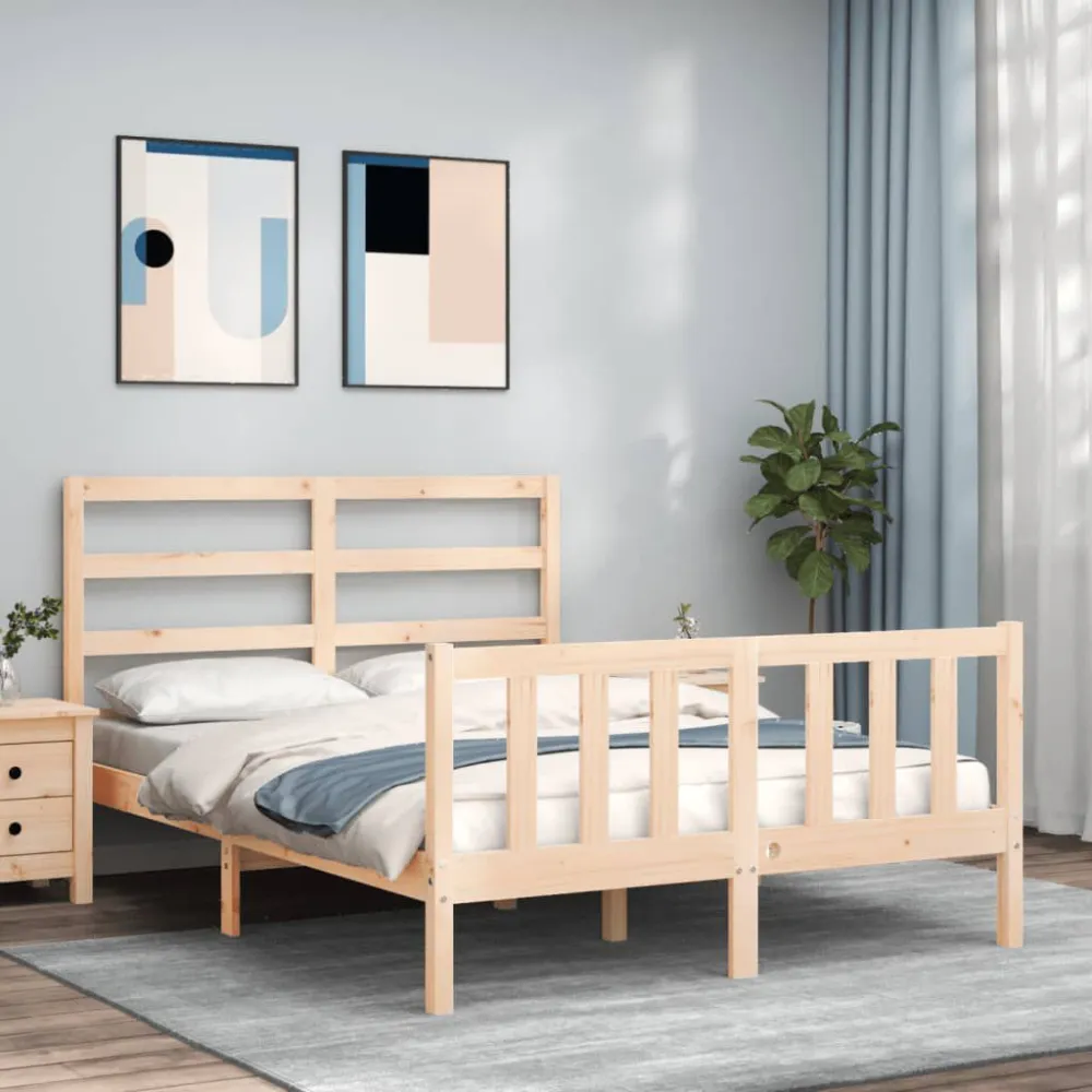 Bedframe met hoofdbord massief hout