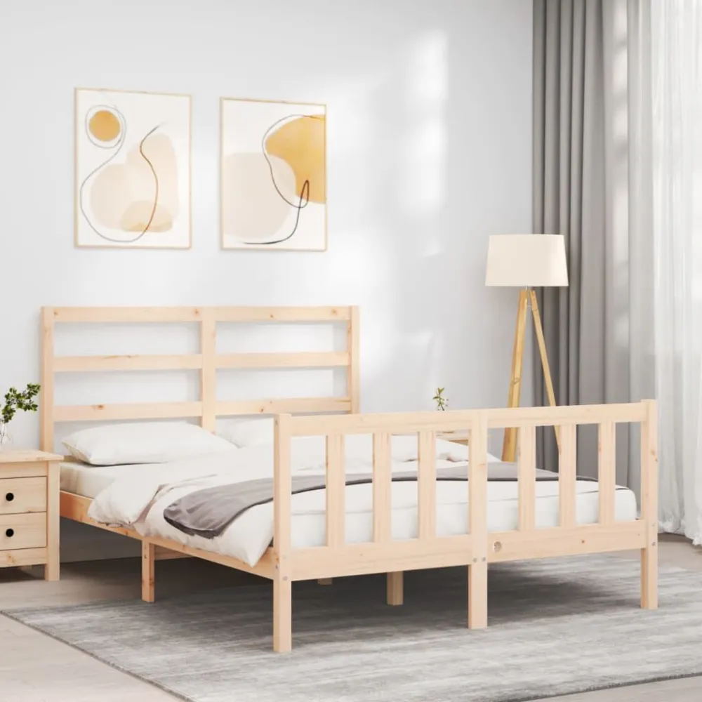 Bedframe met hoofdbord massief hout