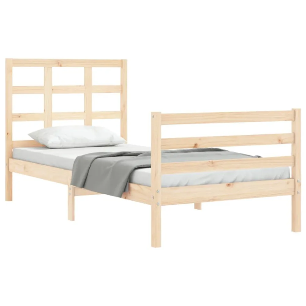 Bedframe met hoofdbord massief hout