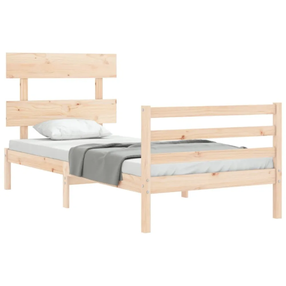 Bedframe met hoofdbord massief hout