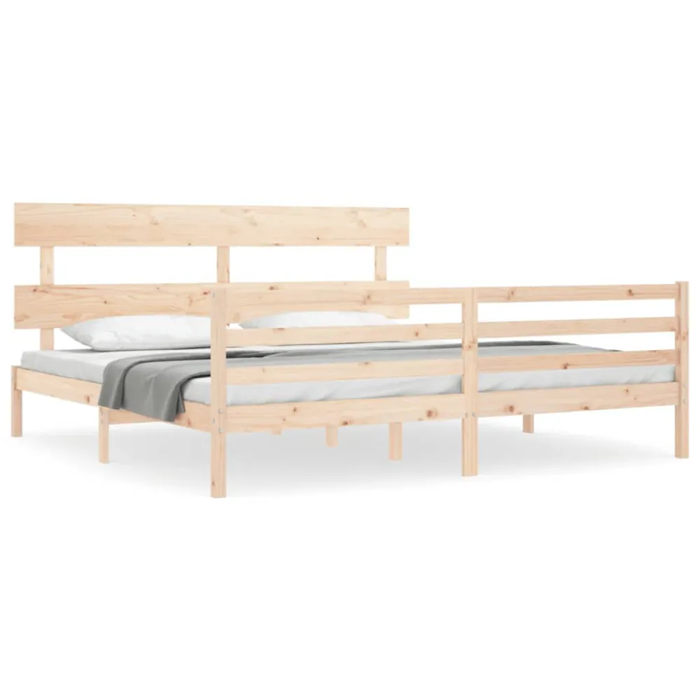 Bedframe met hoofdbord massief hout