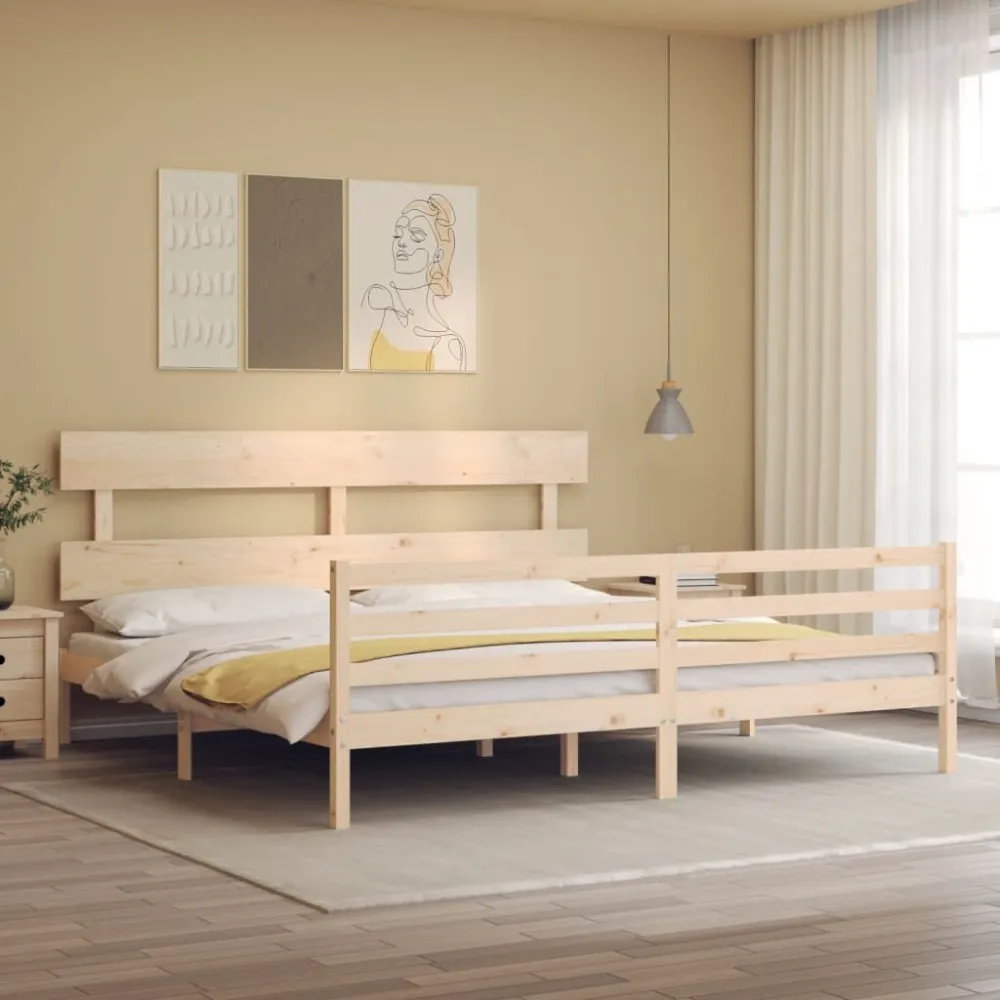 Bedframe met hoofdbord massief hout