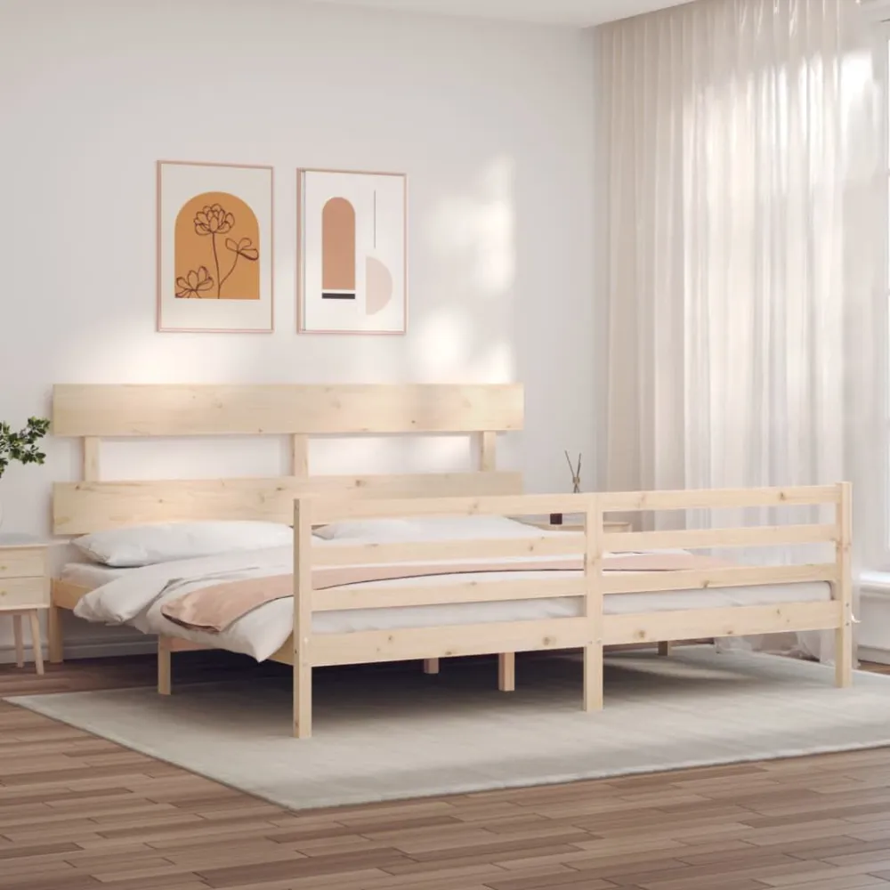 Bedframe met hoofdbord massief hout