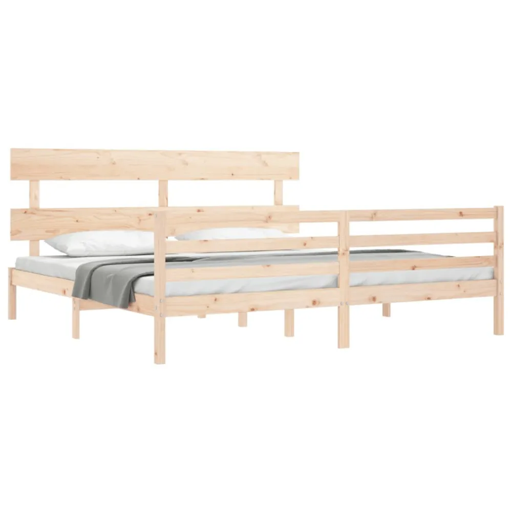 Bedframe met hoofdbord massief hout