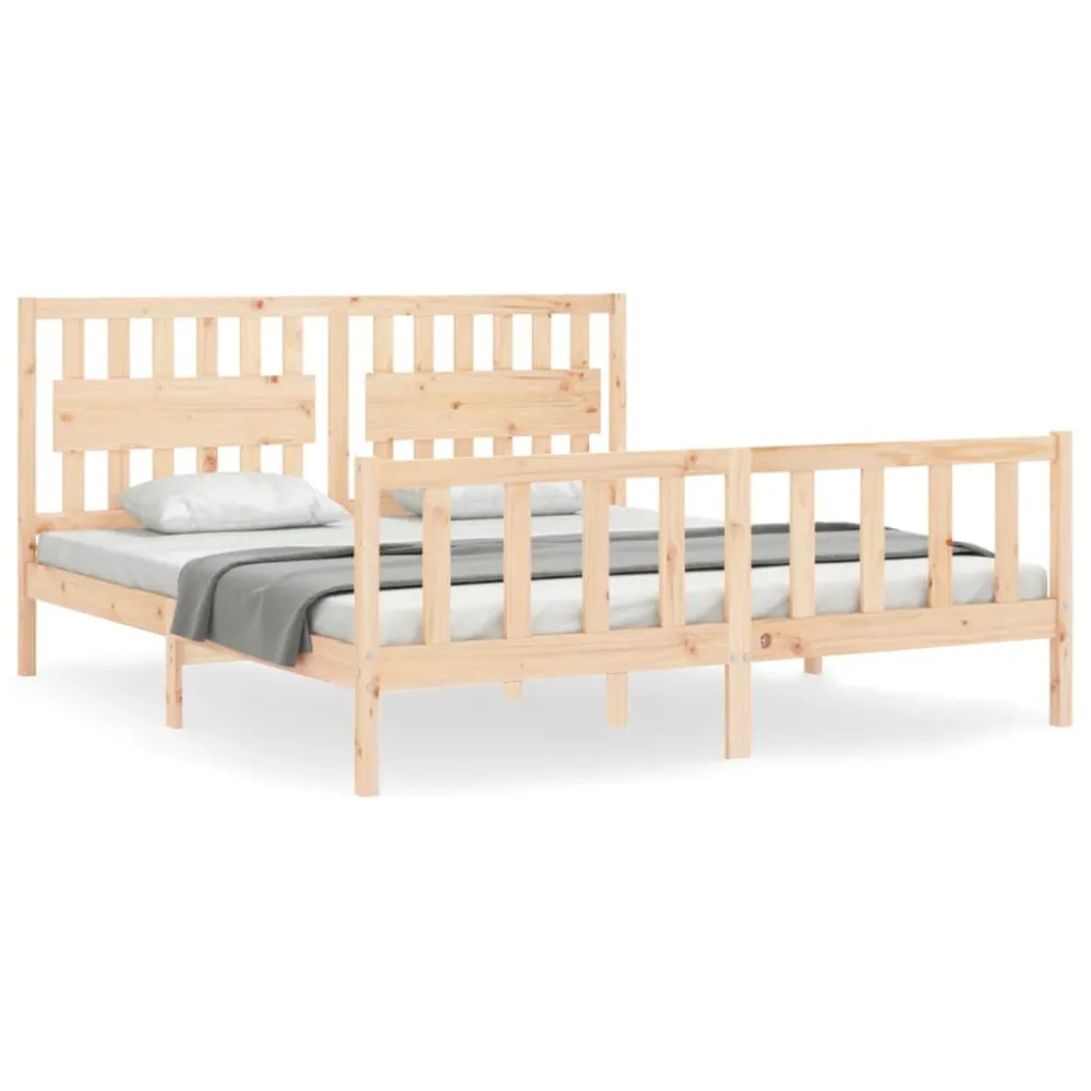 Bedframe met hoofdbord massief hout